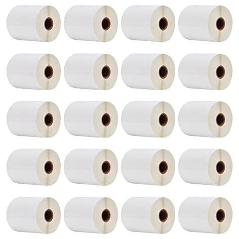 Thermal Labels Roll 4”×6”, SJPACK 20 Rolls Shipping Label, Self-Adhesive, Compatible with Nelko, OFFNOVA, PEDOOLO, MUNBYN, Rollo, Phomemo, Zebra Thermal Label Printers, 250 Labels/Roll Cover
