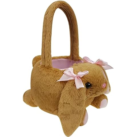 YOUBEMAGIC Lovely Brown Bunny with Pink Bows Basket Halloween Trick or Treat Basket For Kids(Brown Bunny Basket) Cover