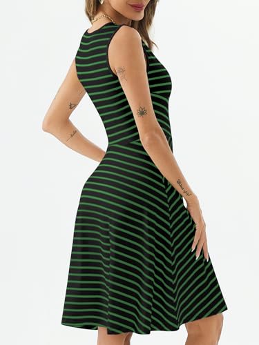 Image of PerZeal Women's Summer Casual Dresses 2025 Sleeveless Striped Mini Dress High Waisted A Line Party Dresses
