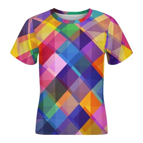 Colorful Geometric Pattern Kids Crewneck Short Sleeve T Shirt Summer Tshirt for Kid Unisex3