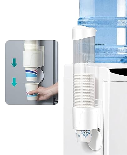 Image of Paper Cup Dispenser Holder Wall Mounted Plastic Cup Organizer for Bathroom, Kitchen, Office Fits Disposable Water & Drinking Cups Adhesive or Screw Mount (White)