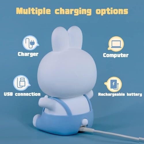 Image of Desidiya Small Bunny Rechargeable Silicone Night Lamp - Rabbit Night Lamp, Kids Night Light, Nursery Decor, Birthday Gift, Silicone LED Light