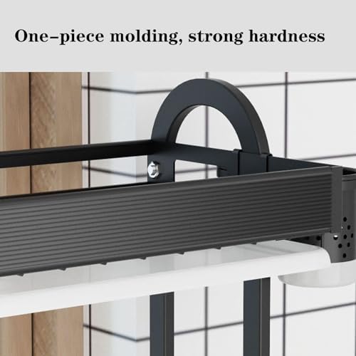 Wall-Mounted Stainless Steel Dish Rack with Drip Tray & SIL Holder, Space-Saving Kitchen Organizer (120cm, Black) - Maximize Storage & Efficiency in Your Kitchen!