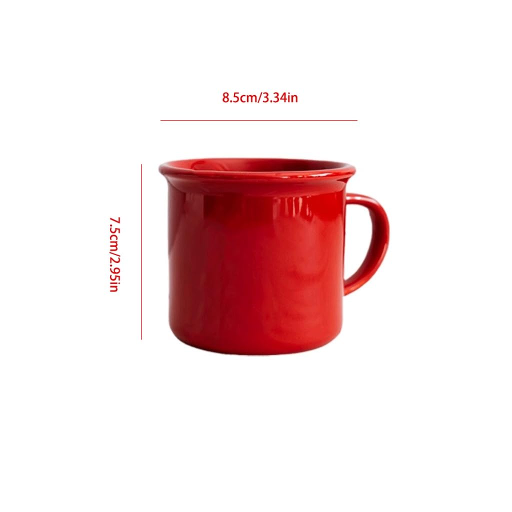 ENGENDER Tazas Cafe Taza Roja Pequeña Taza De Café De Cerámica Roja Regalo Retro Mug Cups