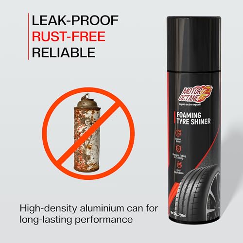 Image of Foaming Tyre Shiner | 250ml (265g) | Cleans Dirt Instantly & Restores Showroom-Like Wet Black Finish | Prevents Fading & Cracking | Easy Spray Application.