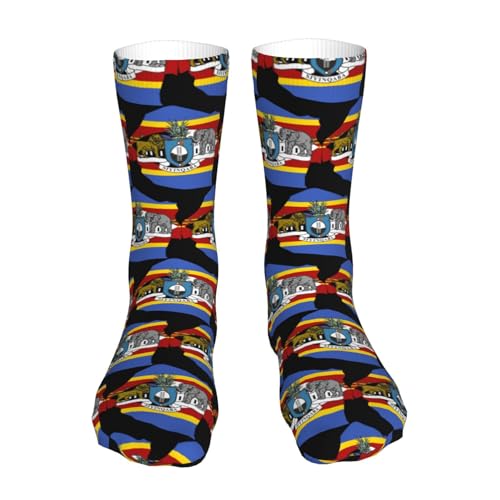 Carte du drapeau de l'Eswatini 4 emblème national de l'Eswatini Chaussettes drôles pour hommes Chaussettes de sport unisexes à motifs imprimés en 3D Cool Funky 16 pouces