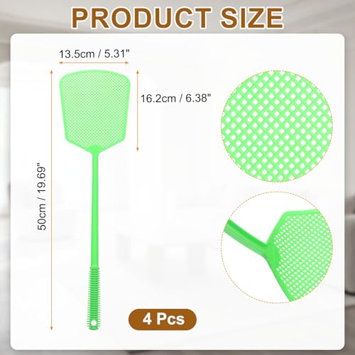 Matamoscas de plástico resistente para eliminar insectos en casa pack de 4 unidades de mango largo 3