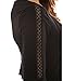 PattyBoutik Women Henley Lace Inset 3/4 Bell Sleeve Blouse (Black Large)