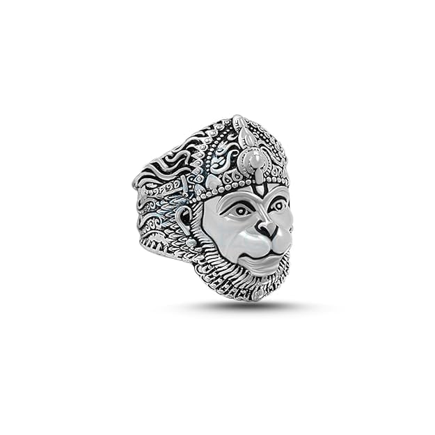 Men's Stainless Steel Chain with Hanuman Pendant (Hanuman Face ring)