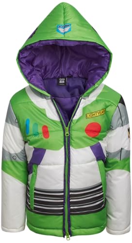 Disney Boys' Puffer Jacket - Cozy Full Zip Up Hooded Mickey Mouse, Cars and Buzz Lightyear Jackets for Boys (Sizes: 2T-7)