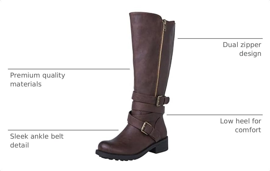 GLOBALWIN Women's Brown Knee High Boots Comfortable Fashion Riding Boots For Women Low Heel Size 10M - image 3