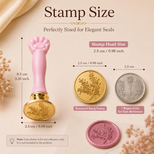 Image of Curated Cart 1 Wax Seal Stamp Kit Decorating Gift Cards Wedding Invitations Envelopes Letters Sealing (Leaf Stamp)