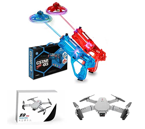 shoot&fly Gun Game Blaster as a Remote Control Drone, Toy Guns with an Quadcopters, Top Toys 2021, Shooting Game for Boys and Girls, Flying Toys Saucer Target, Teen Games, Christmas Toys 2021 (Set2)
