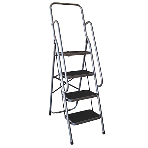Charles Bentley - Escabeau pliant à 4 marches - léger/antidérapant - rambardes