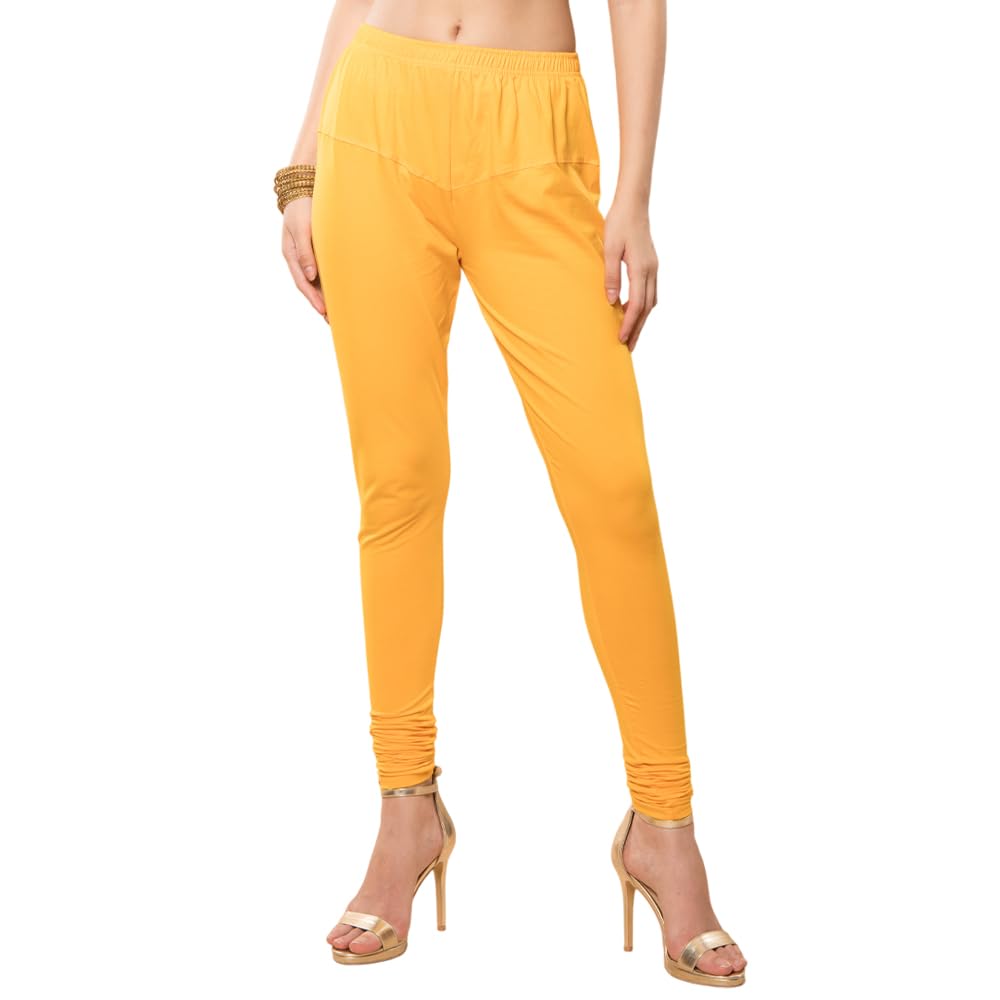 Women Soft Cotton Stretch Churidar Leggings | Full Length | Mid Rise | Breathable & Comfortable 2XL (Free Size): Fits S to XXL|5XL (Plus Size): Fits 3XL to 6XL-image-3