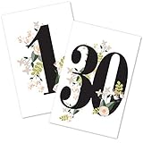 FLUYTCO Table Numbers for Wedding Reception and Decoration - 1 to 30 Double Sided Floral Cards - 4x6 for Banquet, Birthday, Catering, Party and Other Events - Centerpiece Decor