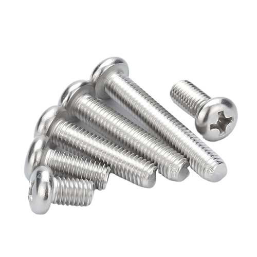 M1 M1.2 M1.6 M2 M2.5 M3 M4 M5 M6 M8 304ステンレス鋼丸型なべ頭小ねじボタンヘッドキャップクロスボルト(55mm,M1 (100pcs))