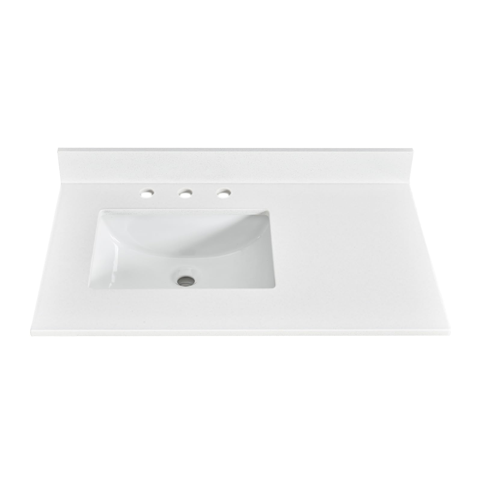 Quartz Stone Bathroom Vanity Countertop with Left Offset Rectangular (similar to stock photo) (Cabinet Not Included)
