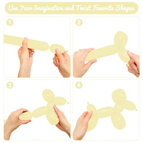 Image of 100Pcs Pastel Yellow 260 Balloons, Long Balloon for Tying Balloon Arch, Long Skinny Balloons for Twisting Ballons Animal balloons Birthday Party Wedding Festival Decorations