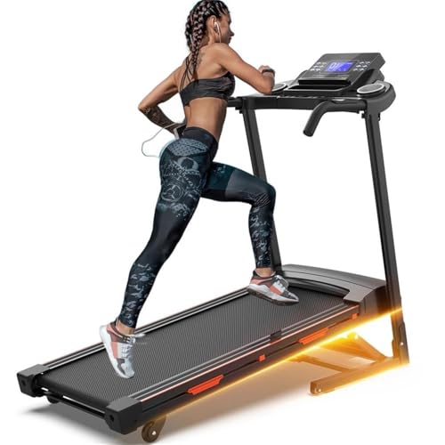 Image of Pemberly Row 3.5HP Folding Treadmill for Home with Incline, Heart Rate Sensor, Compact Design - Black