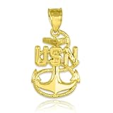10K Yellow Gold US Navy Fouled Anchor Pendant