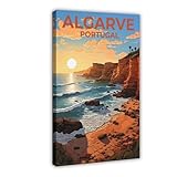 Póster de viaje del Algarve en lienzo, decoración de pared, pinturas para sala de estar, dormitorio, decoración de 60 x 90 cm