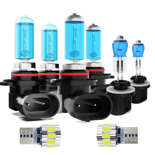 Image of headlight bulbs Compatible With Sonata 1995-1996 Halogen lights,9005 High Beam+ 9006 /H8 /H9 Low Beam+ 880 Fog Lights Kits+ License Plate Lights,Plug N Play,Pack of 8