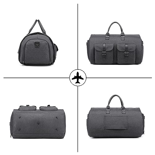 Convertible Travel Garment Bag,Carry on Garment Duffel Bag for Men Women - 2 in 1 Hanging Suitcase Suit Business Travel Bag Dark Grey by seyfocnia - Image 5