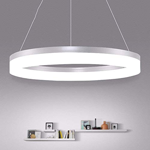 Plafonnier suspendu anneau acrylique 40 cm lumière chaude salon GZZ