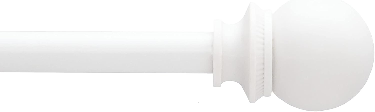 Interior Living 1/2" Diameter Adjustable Ball End Petite Café Curtain Rod, 48-86", White,AZ71748USREM White 48-86"
