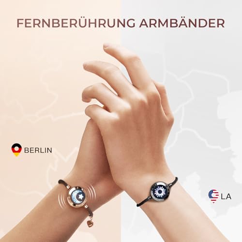 TOTWOO Intelligente Partnerarmbänder für Fernbeziehungen mit App-gesteuerter 1:1-Bluetooth-Kopplung – Valentinstagsgeschenk mit Leuchten und Vibration bei Berührung, gefertigt aus 316L-Edelstahl
