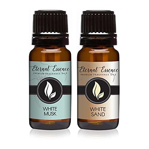 Image of Eternal Essence Oils 2 Pack 10ml Premium Fragrance Oil - White Musk & White Sand - for Candle, Soap Making, Aromatherapy, Diffusers, Home Care, & Humidifiers