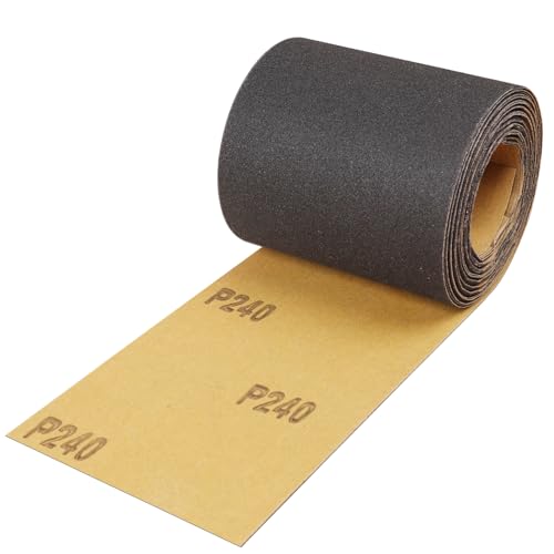 Shineboc 240 Grit Sandpaper Roll, 93mm x 10m Wet Dry Silicon Carbide Longboard Sand Paper for Automotive Metal Wood Sanding&Polishing