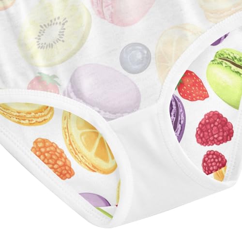 ZZKKO Colorful Macarons and Fruits Girls Underwear Toddler Panties for Girls Comfort Brief Size 8Y4
