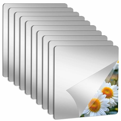 Abyssaly 10 Pack Acrylic Mirror Tiles, 11.8" x 11.8" Stick