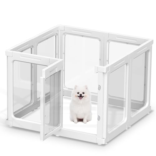 Box per cani in acrilico, box per animali domestici trasparente da 60 cm per uso interno ed esterno, recinzione portatile resistente per cuccioli per cani di taglia piccola a media - 8 pannelli