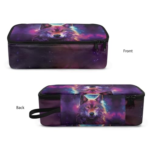 Image of Starry Wolf Pencil Case for Boys Large Capacity Pencil Bag for 3-14 Years Kids Pencil Pouch for 3Rd 4Th Children Pencil Box for Girls Adults Women Make Up Bag for School Supplies