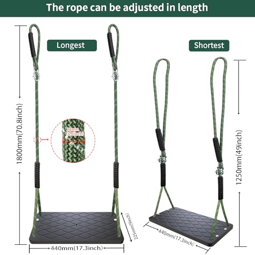 Image of Heavy Duty Swing Seat Swing Set Accessories with Tree Rope Non-Slip for Kids, Swing Set Replacement Indoor Outdoor Backyard Playground Accessories, Black