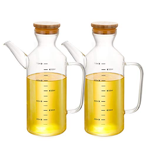 Bouteille d'huile d'olive pour barbecue et cuisine lot de 2 flacons de vinaigre 750ml
