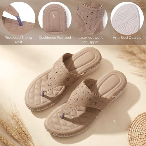 Image of TRASE Orthopedic Footwear for Women | Flat Ortho Slippers for Women Stylish | Soft Sole Ladies Chappal Fancy Comfortable Casual Footwear with Laser Cut Design