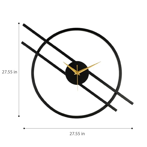 Image of Wakefit Metal Analog Wall Clock Big | 28 Inch | Laser Cut Abstract Home Decor & Gifting Option | for Living Room Study Bedroom & Office Decor | Hushka Metal Wall Clock 700MM Black