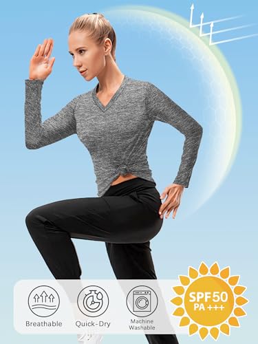 3-5 Pack Women Long Sleeve Shirts Workout V Neck Lightweight Quick Dry Sun Loose Fit T Shirts Athletic Running Tee Tops3