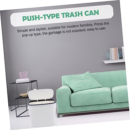 Cabilock Cubo de Basura Pequeño con Tapa Press Blanco miniatura 4