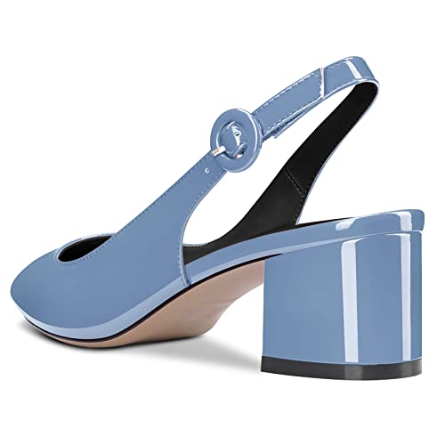 DearOnly Womens Pumps Low Kitten Block Chunky Heel Slingback Pointed Toe Slip On Patent Dress Shoes Cute Office Classic Vintage 2 Inch3