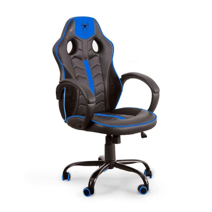 CAMBIA TUS MUEBLES CTM® Silla Gaming Spider-S – Silla Ergonómica para Escritorio y Gaming – Respaldo Reclinable 115º – Tapizado Deportivo y Altura Ajustable – 52x62x110-120 cm – hasta 110 kg (Azul)