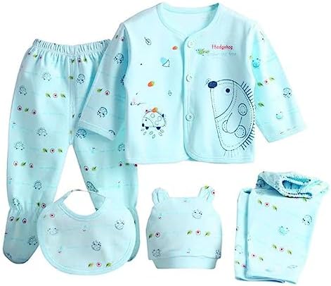 Presents New Born Baby Summer Wear Baby Clothes 5Pcs Sets 100% Cotton Baby Boys Girls Unisex Baby Cotton/Summer Suit Infant Clothes First Gift for New Born baby