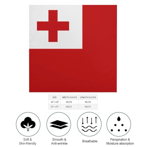 Tonga Tongan Flag Bandanas Face Mask Square Scarf Headwear Silk Head Scarves Lightweight Wrap Neck Scarf2
