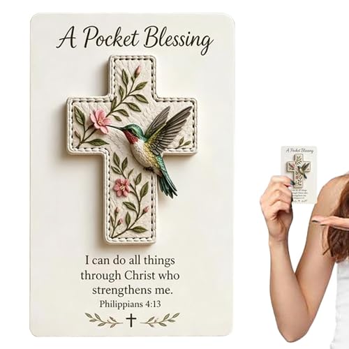Generico Bird Pocket Cross, 10 x 14 cm Handmade Christian Symbol, Blessing Verse Card, Religious Faith Accessory, Inspirational Spiritual Keepsake Gift, Suitable For Adults Kids Teens Friends Family