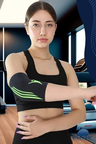Bluewell Ortopedik Dirseklik | Sporcu Dirsek Destekliği | Örme Elastik Koruyucu | Tenis, Fitness, Voleybol, Antrenman İçin | Unisex | (Siyah, X Large) - Görsel 7