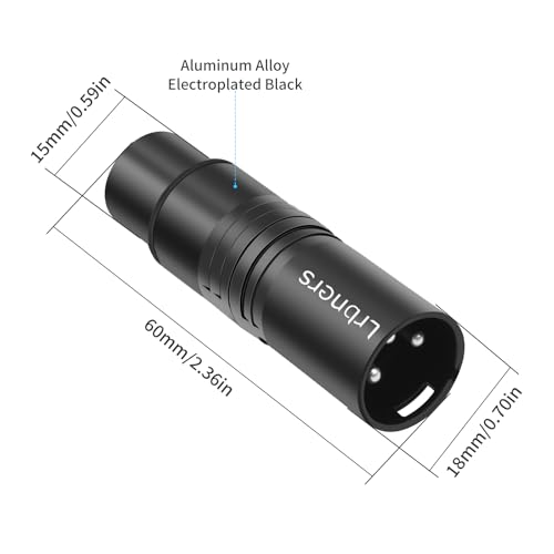 Adaptador XLR Macho a Hembra Negro 3 Pines Pack x3 miniatura 2